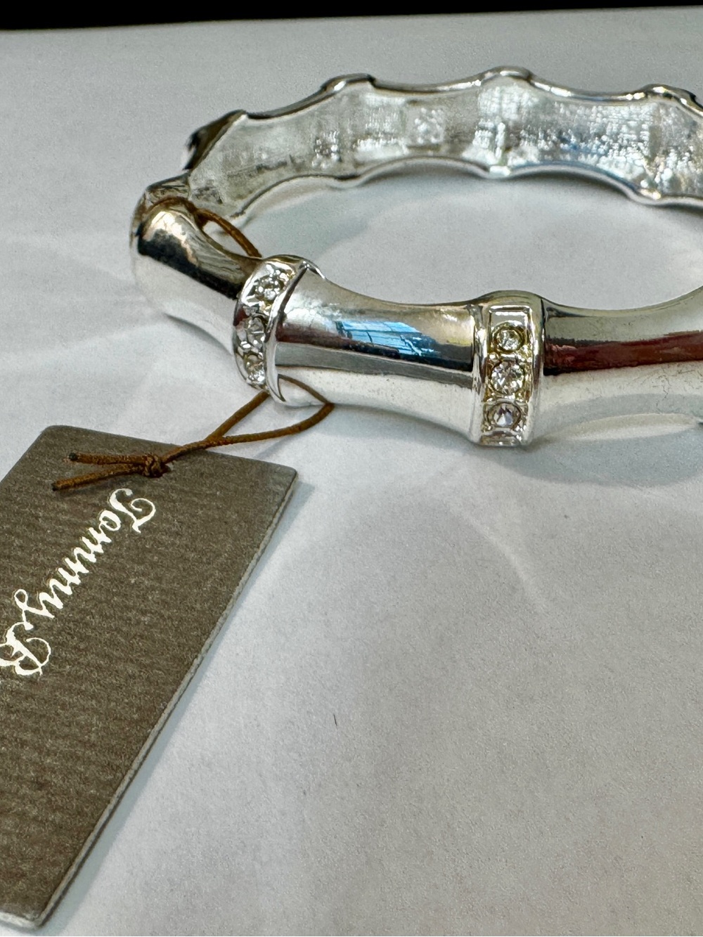 Tommy Bahama Silver Crystal Bamboo-Style Bracelet